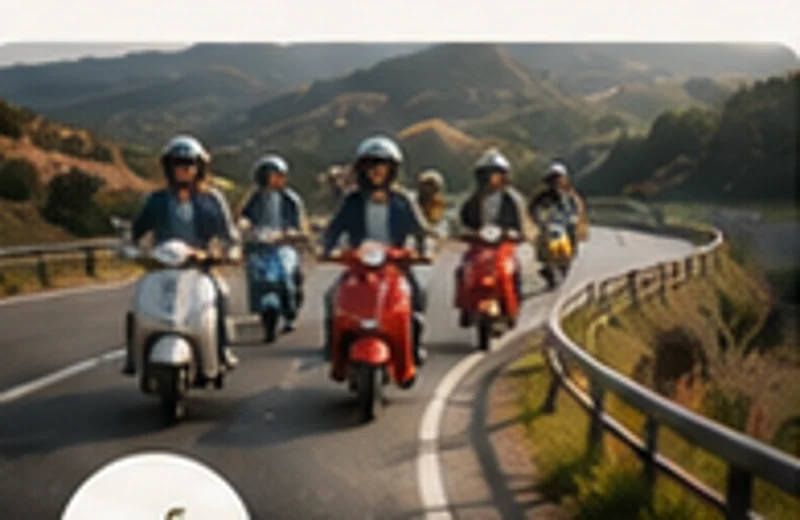 Gruppe fährt Vespa