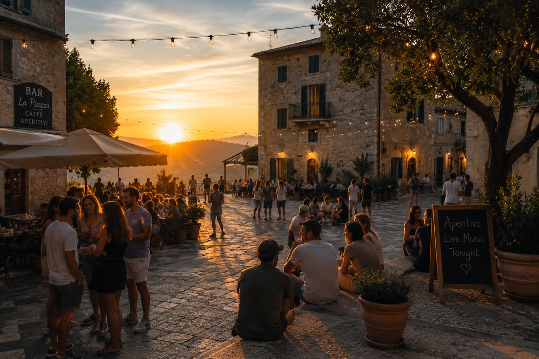 Italienische Piazza am Abend